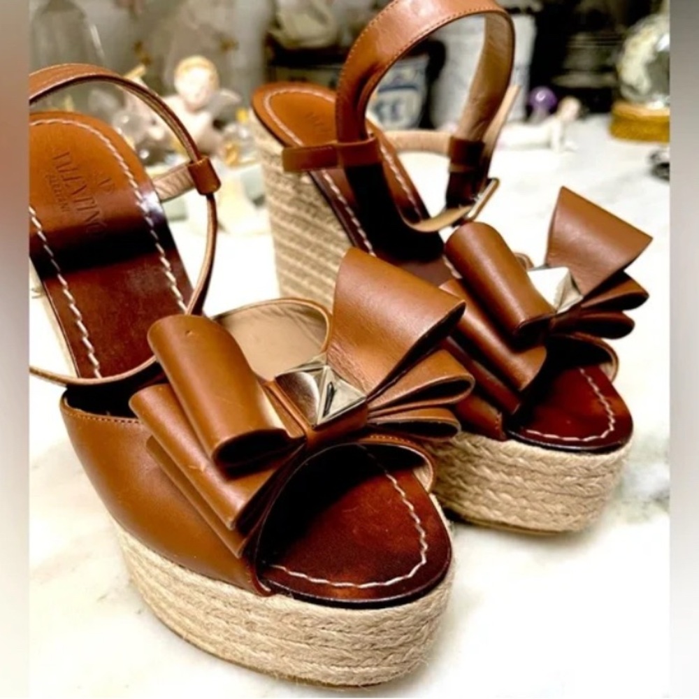 Worn 2x Valentino Rockstud wedge espadrille 10